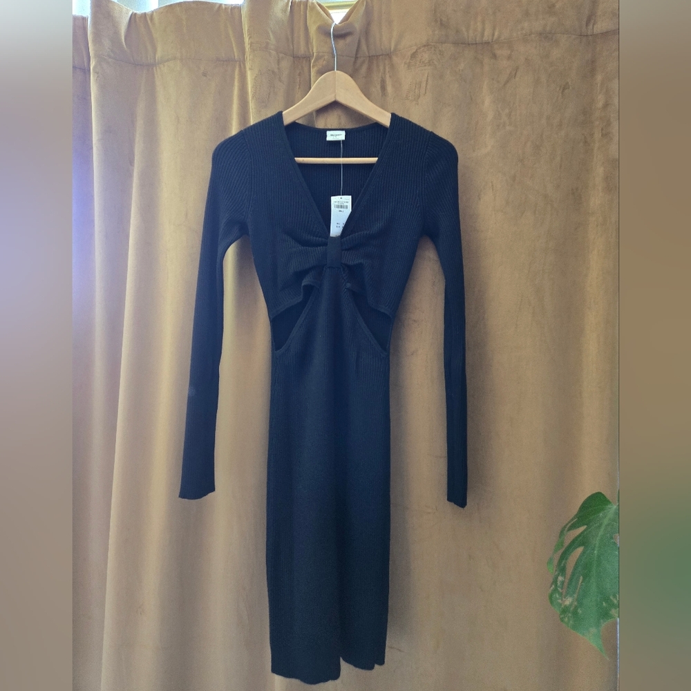 Abercrombie & Fitch Black Long-Sleeve Dress With Cutouts